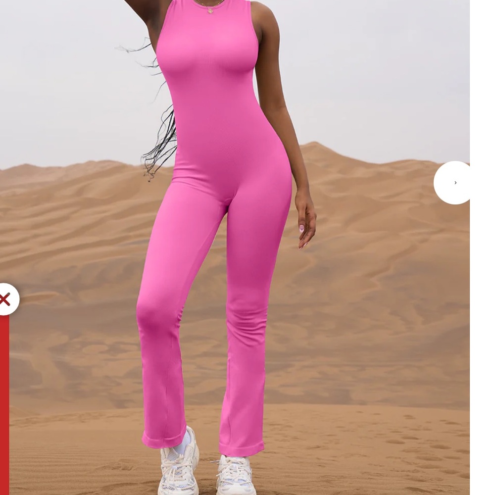 OQQ Hot Pink Sleeveless Jumpsuit. Size Large